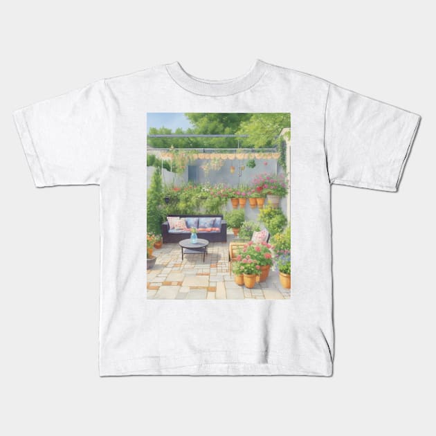 Cool Patio in Summer Kids T-Shirt by MeriemBz